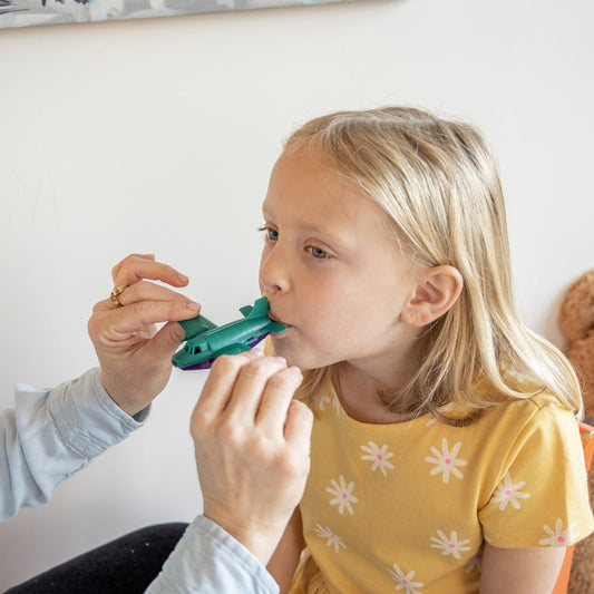 TalkTools Horn #10 - A horn instrument from the TalkTools Horn Hierarchy, employed in speech therapy and oral motor exercises. It represents a moderate level of difficulty within the hierarchy, progressing from #1, the easiest, to #12, the most challenging.