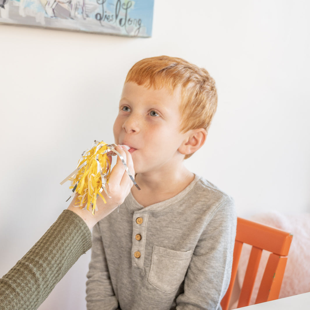 TalkTools Horn #9 - A horn instrument from the TalkTools Horn Hierarchy, employed in speech therapy and oral motor exercises. It signifies an intermediate level of difficulty within the hierarchy, progressing from #1, the easiest, to #12, the most challenging.